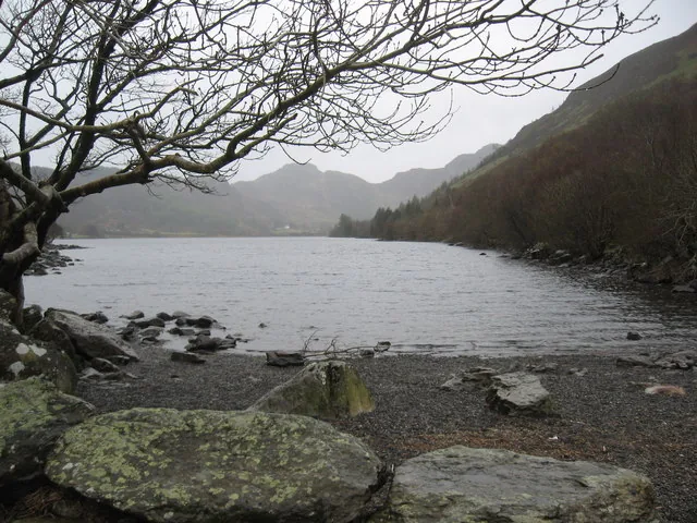 Llyn Crafnant lake surrounded by forested hills near Trefriw, Conwy