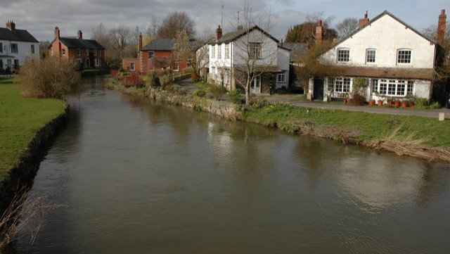 The river Arrow flowing through the picturesque village of Eardisland