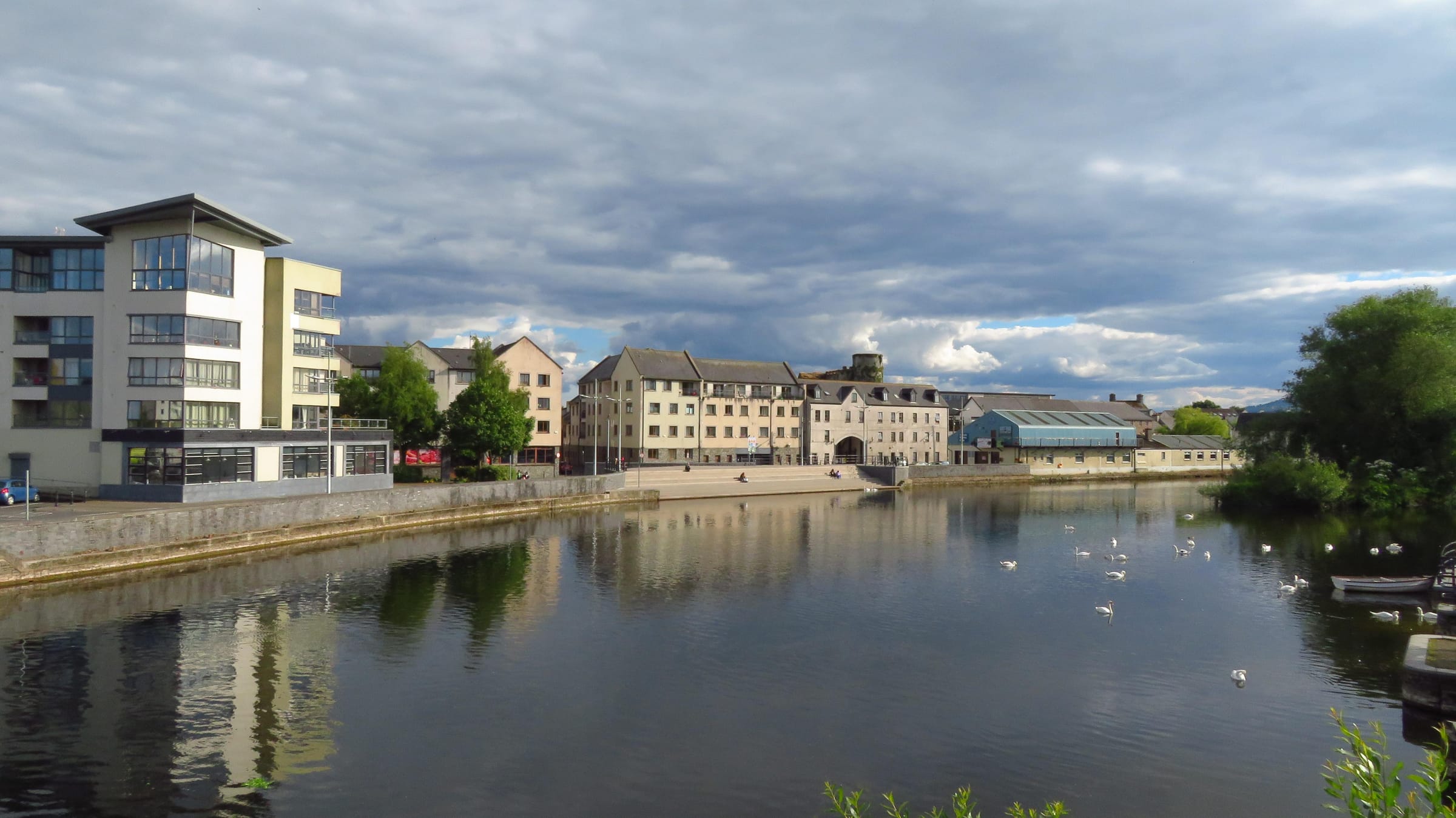 River Barrow at Carlow town viewed from the Town Park footbridge.