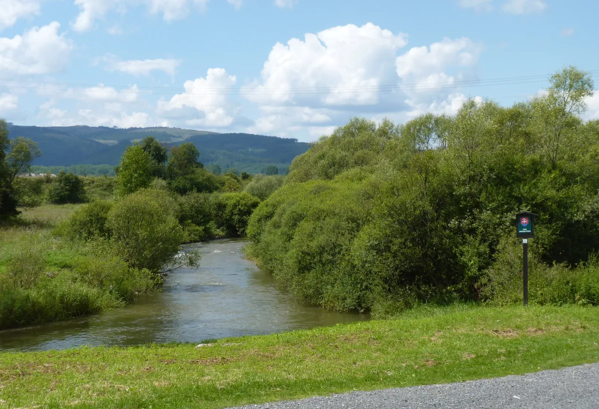 The Hornád river winding through meadows and woodland in the Slovak Paradise (Slovenský raj) region of Slovakia