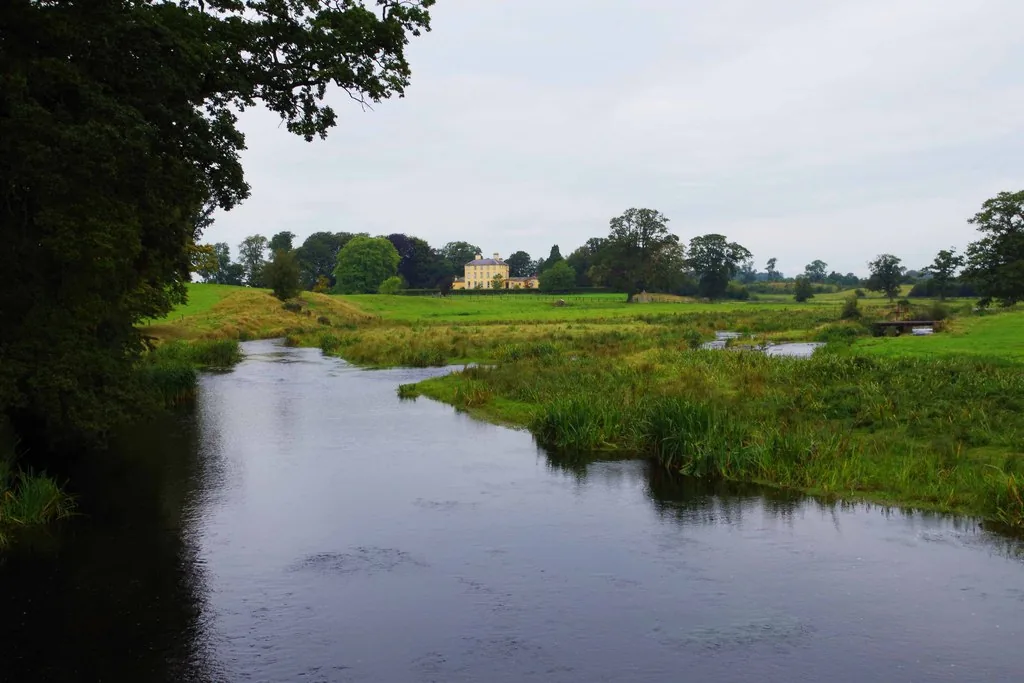 The River Blackwater flowing through green countryside near Kells, County Meath, Ireland.