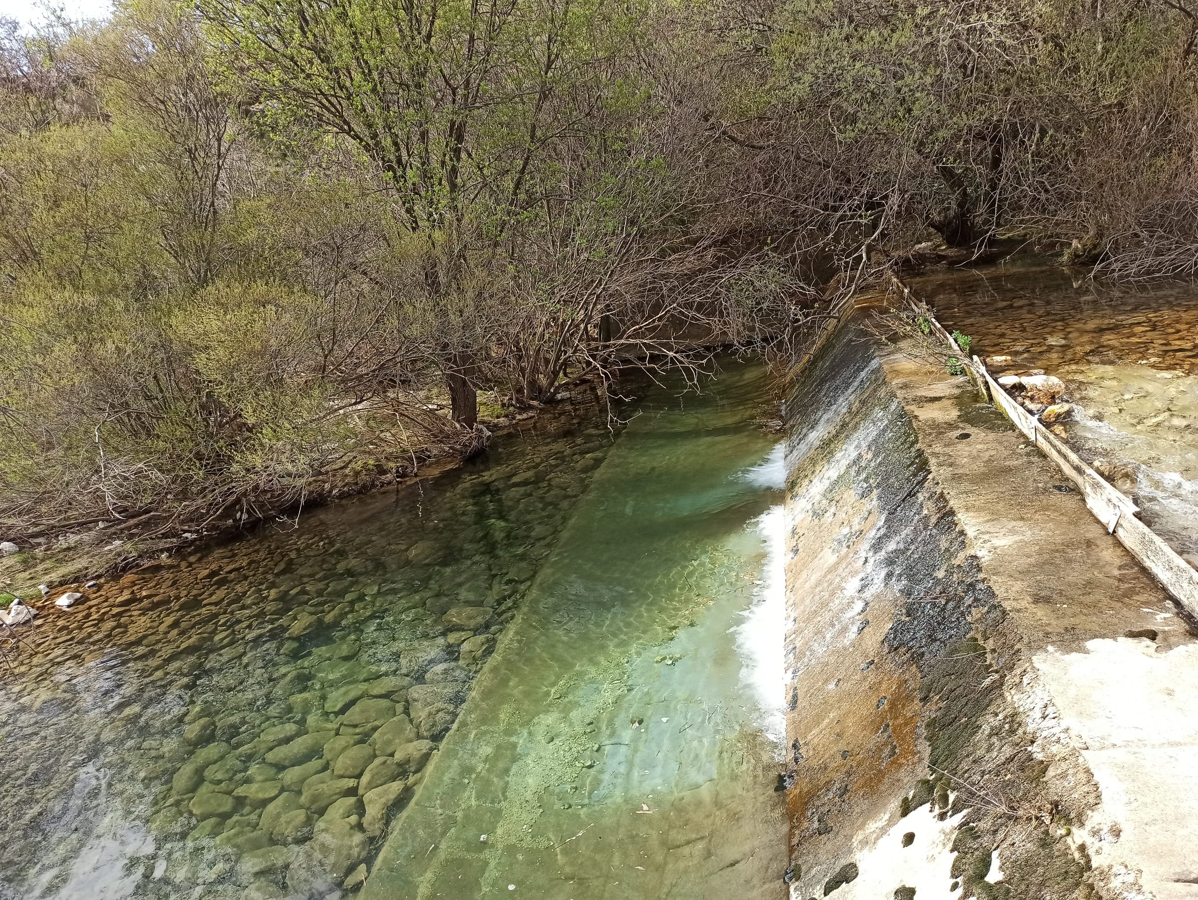 Clear mountain water of the Río Castril near the traditional irrigation channels, Sierra de Castril.