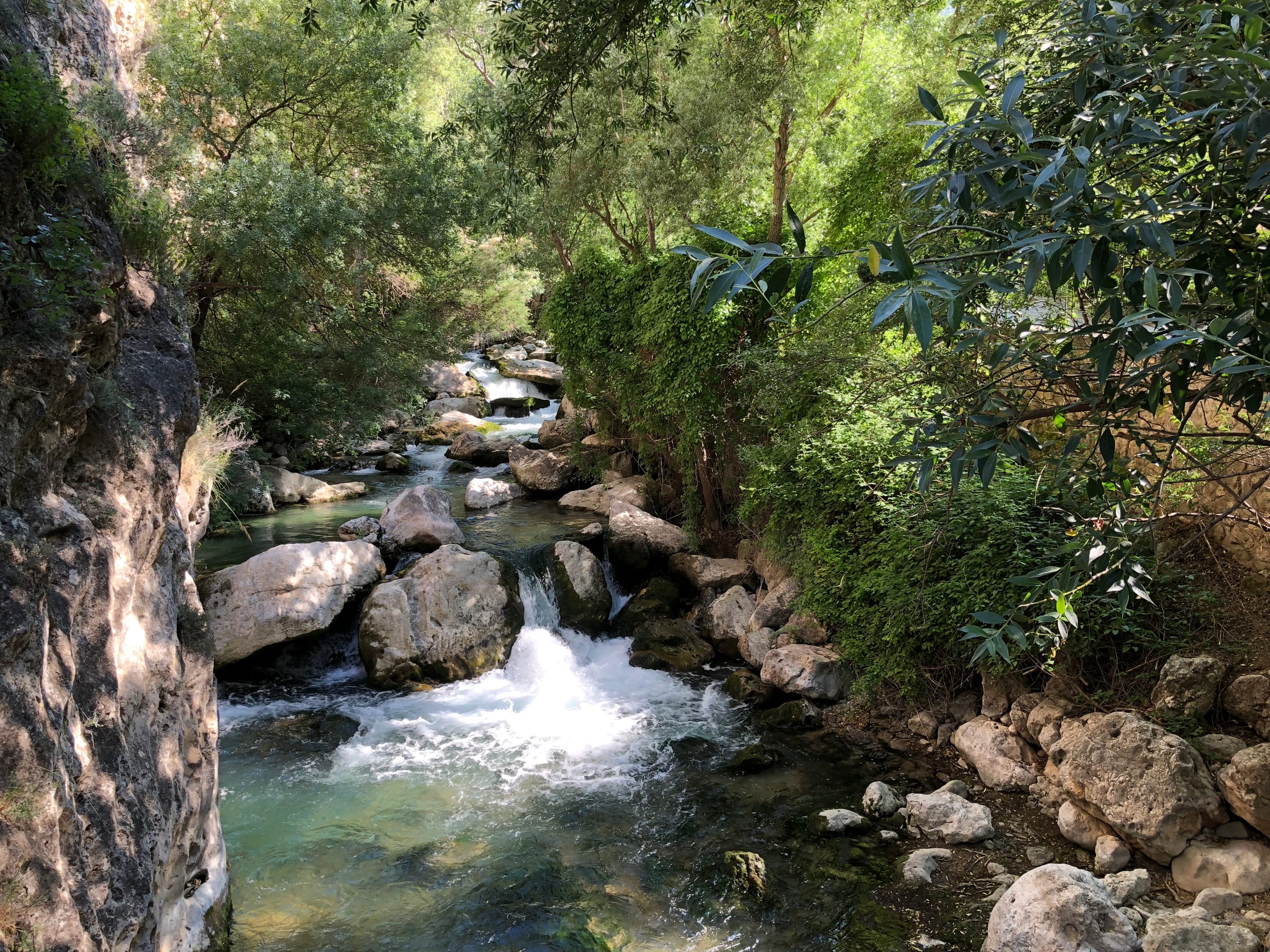 The Río Castril running through a rocky mountain reach near Castril town, Granada.