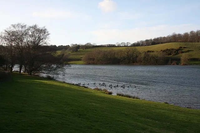 Looking west along Hawkridge Reservoir on the edge of the Quantock Hills