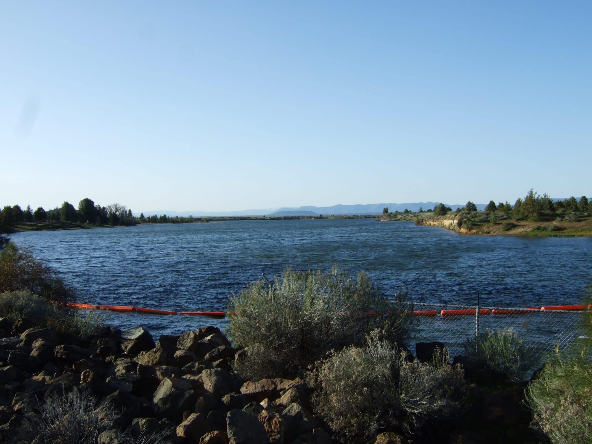 The Fall River near Fall River Mills, Shasta County, California, open water in a scenic valley.
