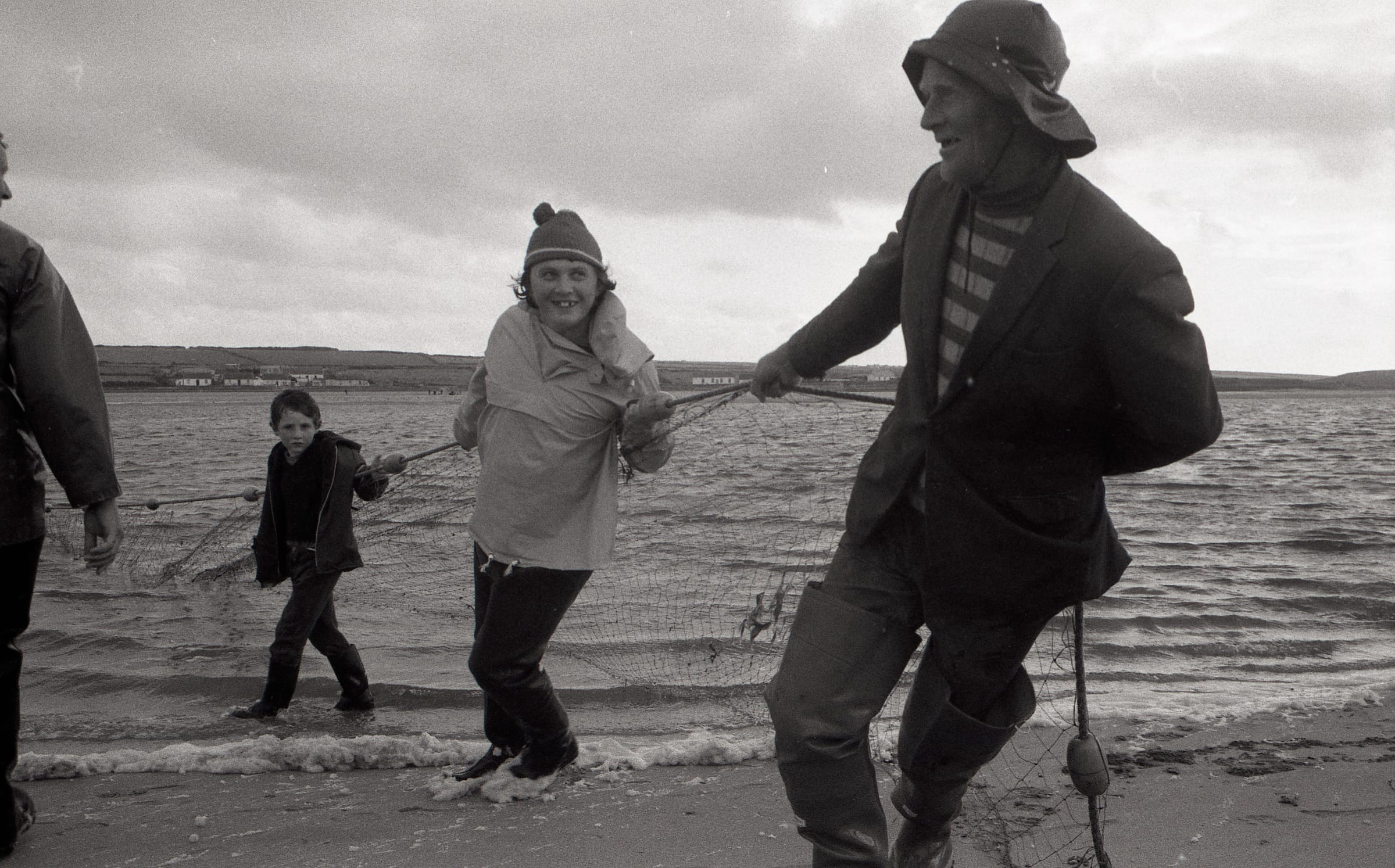 A beach seine net worked for salmon on the River Feale, County Kerry, 1975.