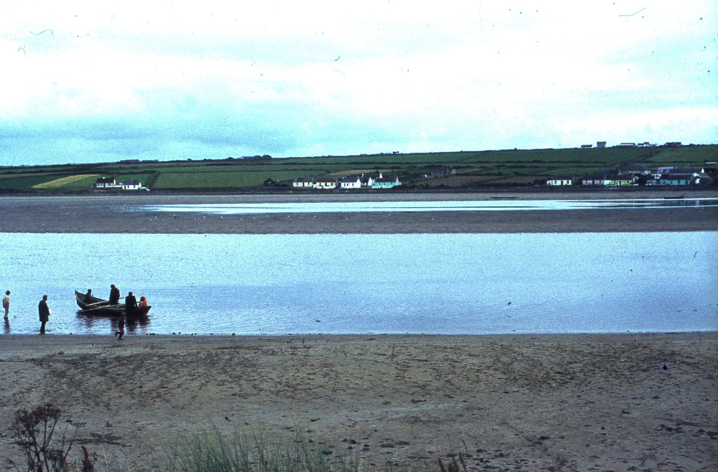 Traditional beach seine net fishing for salmon on the River Feale, County Kerry, 1975.