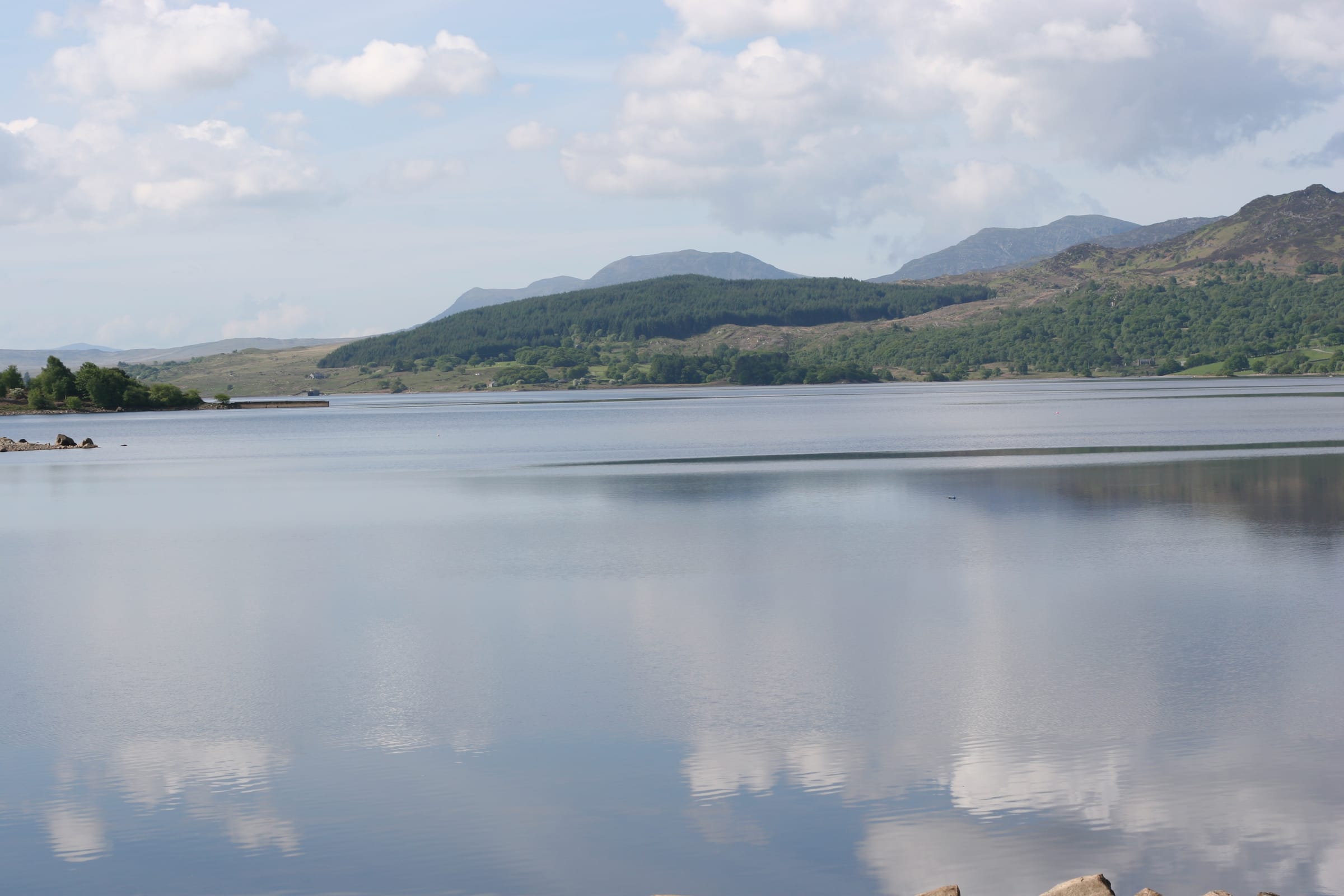 Llyn Trawsfynydd, Gwynedd — a still lake view with open water and the surrounding upland landscape.