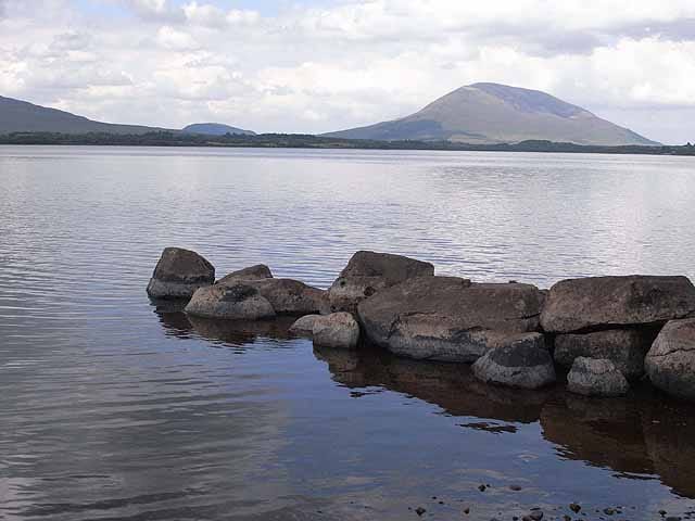 Lough Beltra with Nephin mountain rising behind the open water, County Mayo.