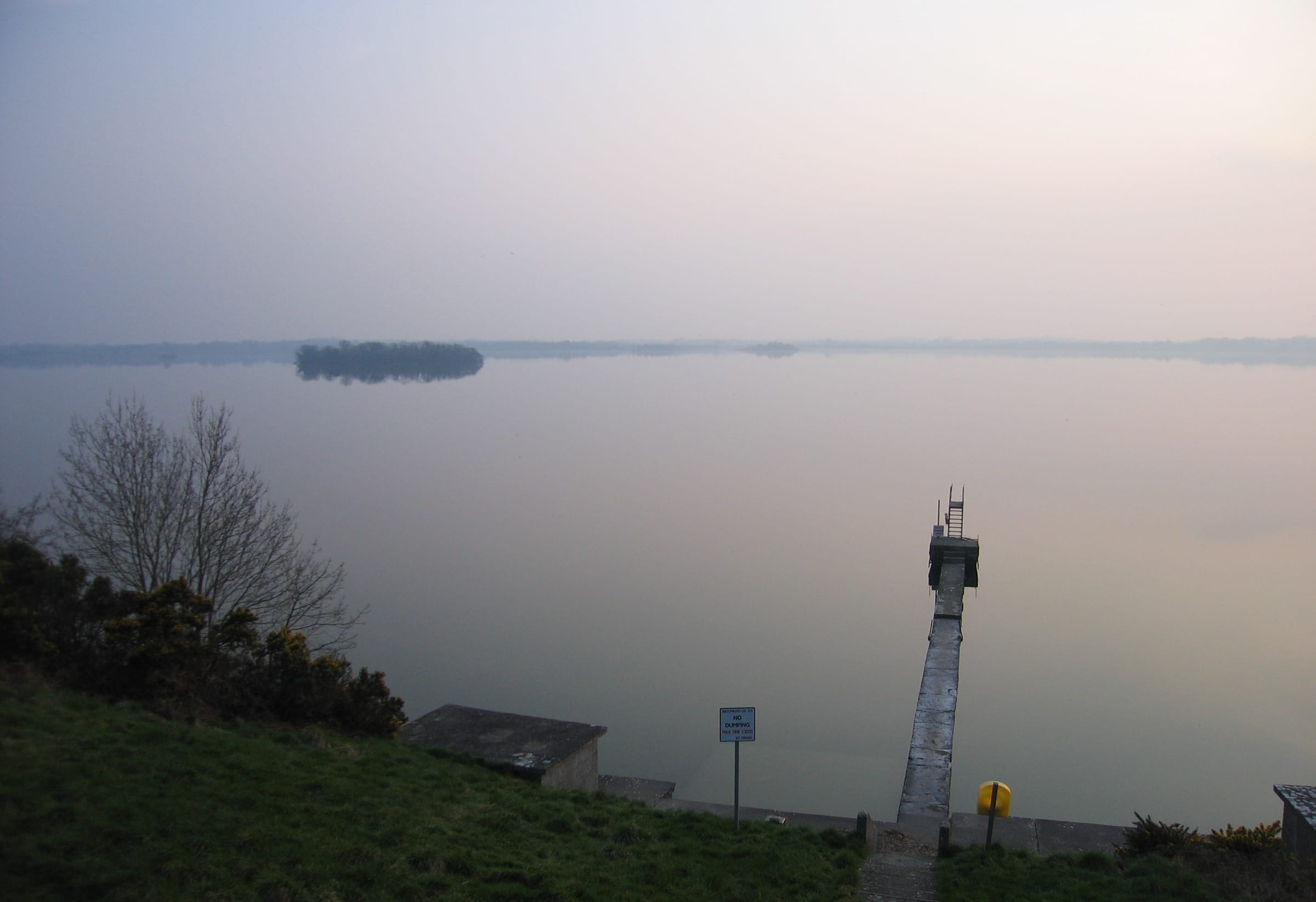 Open water of Lough Owel viewed from the shoreline, County Westmeath.