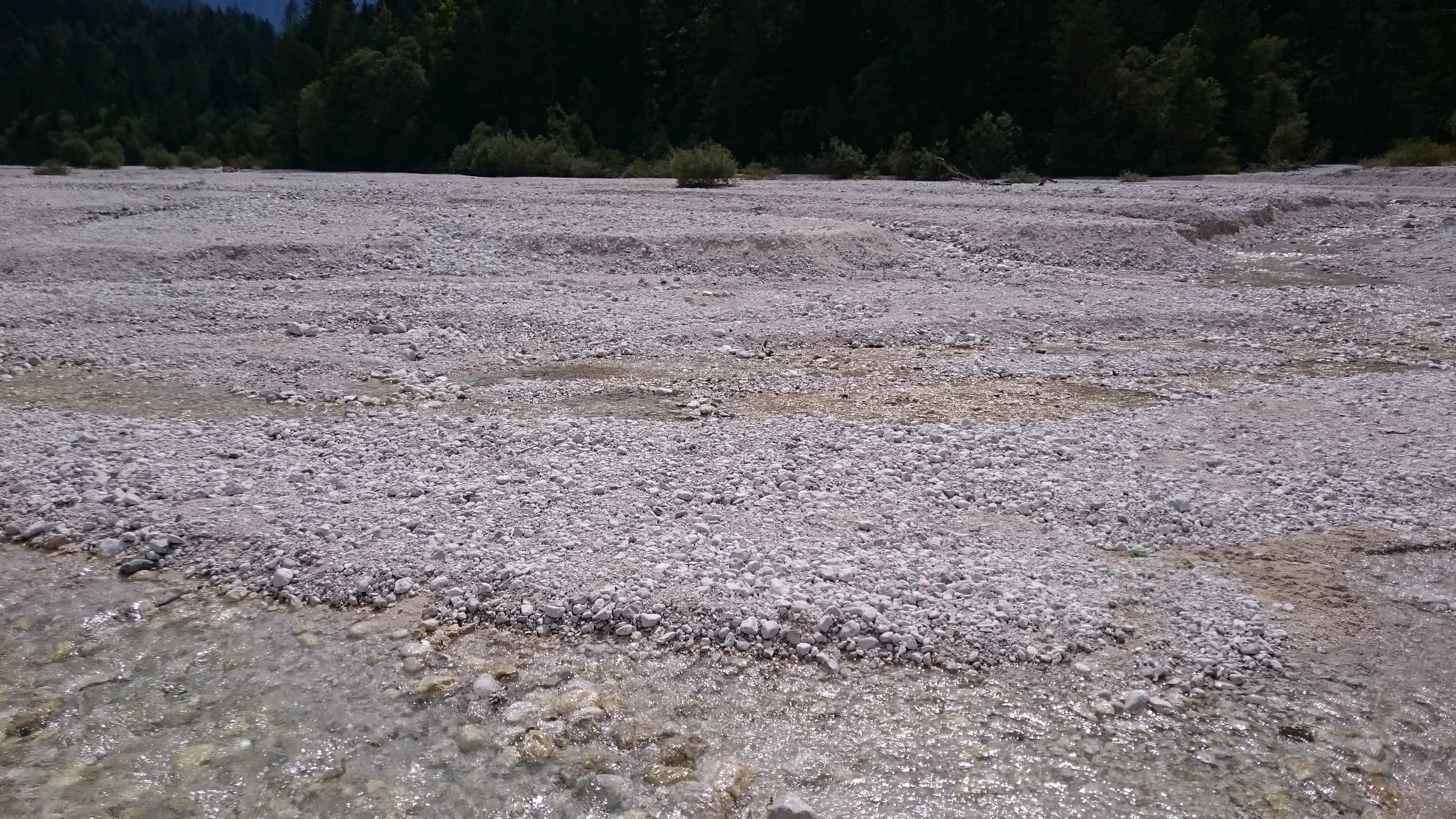 Clear alpine water of the Sava Dolinka running over a stony bed near Kranjska Gora.
