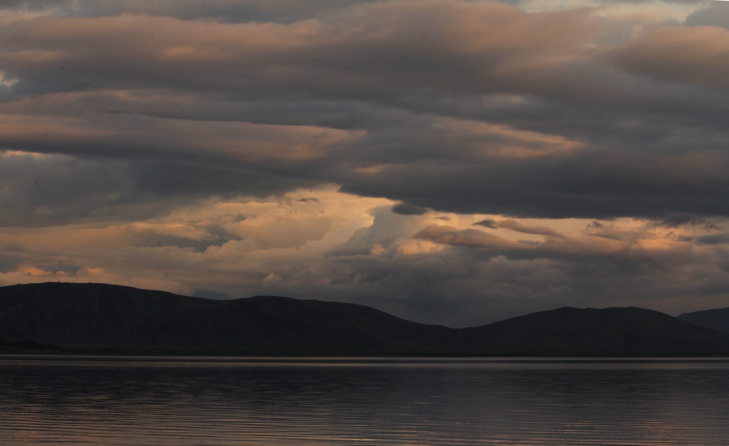 Þingvallavatn lake at sunset, Iceland.